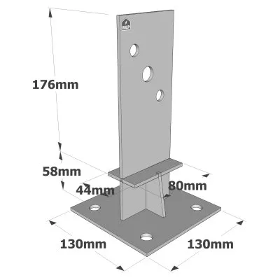 T-Pfostenträger mit Schwert - Edelstahl A4 - Réf. PPSDT230IX