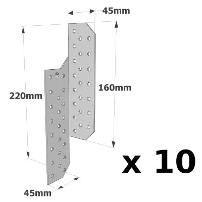 LINKER Sparrenpfettenanker - 45x220x2mm - Réf. PSG220/45/2_10