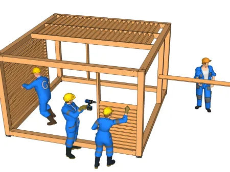 Pose des voiles et des planchers