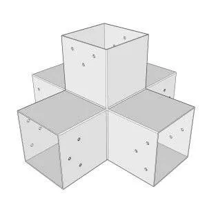 Blick in die Perspektive des SUNDIY-Anschlusses weiß RAL 9010 120 mm in 5 Richtungen – Form +