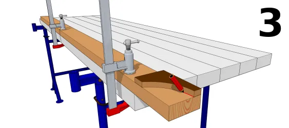 Zeichnen des Profils der Schablone auf dem Sparren