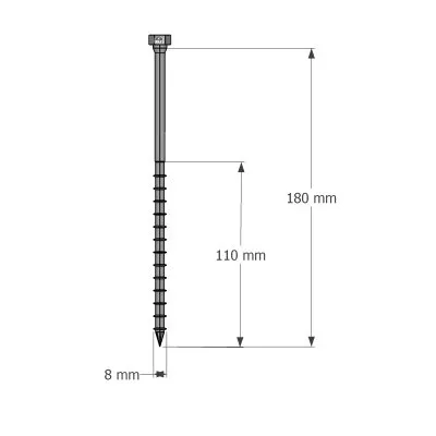 Stahlverbinderschrauben auf Holz, SSH8.0X180 - Réf. 75143