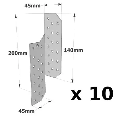 LINKER Sparrenpfettenanker - 45x200x2mm - Réf. PSG200/45/2_10