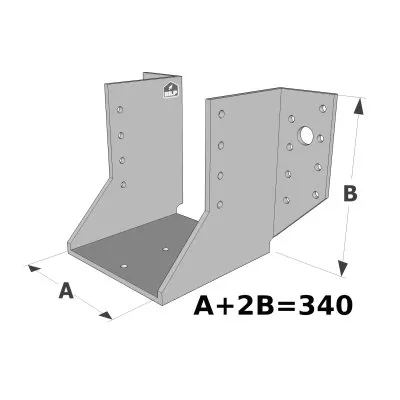 Große Balkenschuhe mit außenliegenden Schenkel, GSE CLASSIC-Sortiment (Dicke 4mm, Tiefe 110mm) - Réf. GSE340/4X