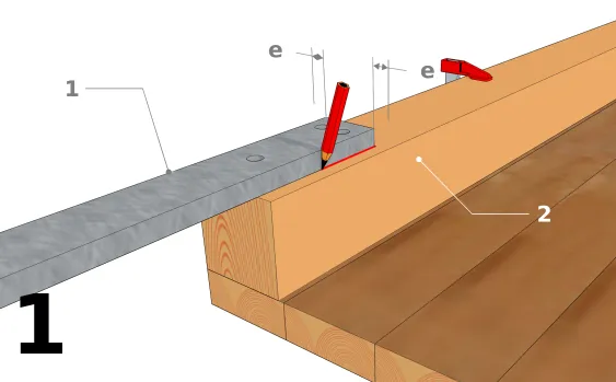 Suchen Sie die Position des Flachstahls auf dem Pfosten