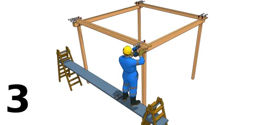 Befestigung der Sparren an den Enden an den Pfosten