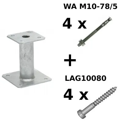 Feststehender Pfostenfuß "Fertig zum Befestigen", runder Körper, Höhe : 150 mm - Réf. KIT FIX PPA150