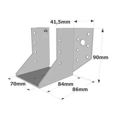 Balkenschuhe mit außenliegenden Schenkeln, SAE CLASSIC-Serie (Dicke 2 mm, Tiefe 84 mm) - Réf. SAE250/70/2