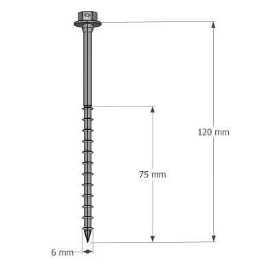 Stahlverbinderschrauben auf Holz, SSH6.0X120 - Réf. 75133