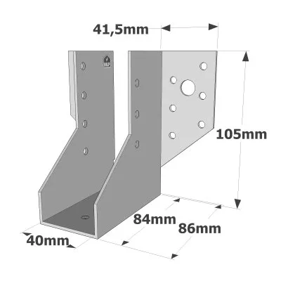 Balkenschuhe mit außenliegenden Schenkeln, SAE CLASSIC-Serie (Dicke 2 mm, Tiefe 84 mm) - Réf. SAE250/40/2