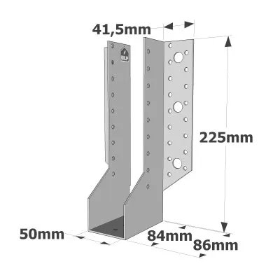 Balkenschuhe mit außenliegenden Schenkeln, SAE CLASSIC-Serie (Dicke 2 mm, Tiefe 84 mm) - Réf. SAE500/50/2