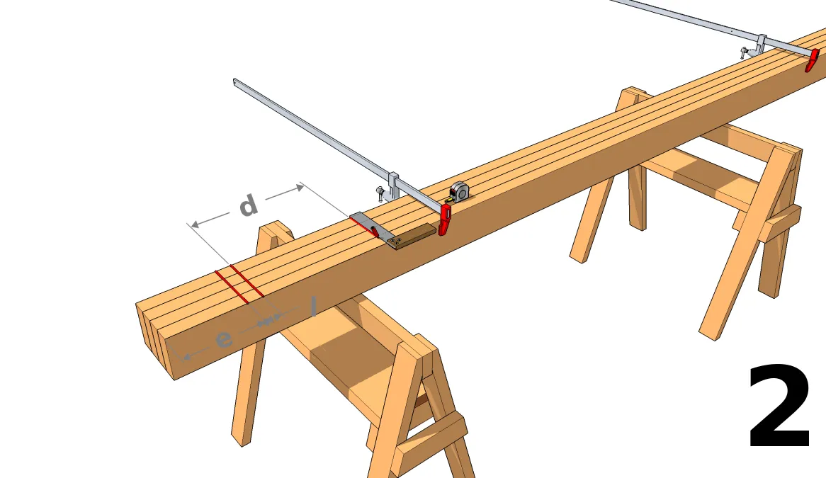 Option 2 : Erstellen von Markierungen auf den Tragbalken