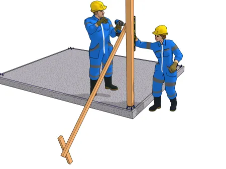 Die Montage des Pfostens