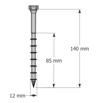 Stahlverbinderschrauben auf Holz, SSH12.0X140 - Réf. 75167