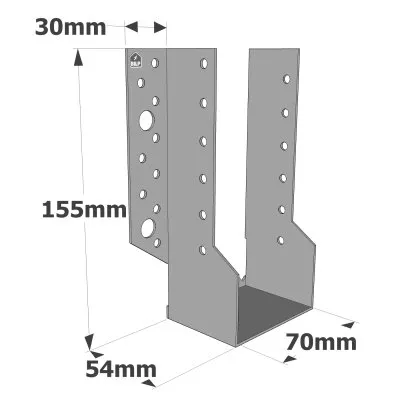 Balkenschuhe mit außenliegenden Schenkeln, SBE ECONOMIC-Serie (Dicke 1,5 mm, Tiefe 55 mm) - Réf. SBE70/155