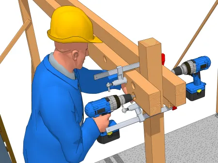 Die Anbringung einer Pfette auf einem Pfosten