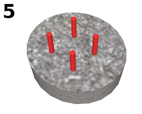 Insertion des chevilles dans le plot