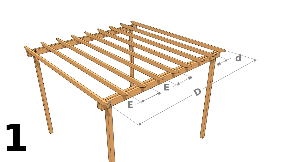Berechnung der Achsabstände und des Abstands zwischen den Sparren