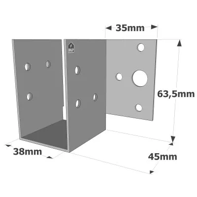 Balkenschuhe mit außenliegenden Schenkeln, MF-Sortiment, für MF-Mini-Pfettenanker - Réf. MF165/38/1.5