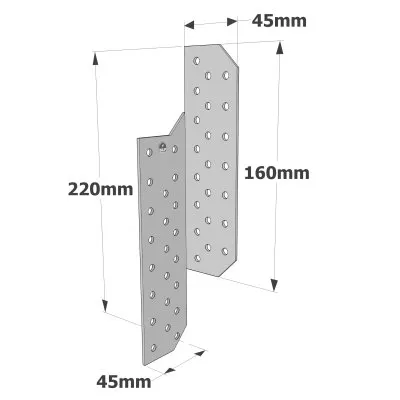LINKER Sparrenpfettenanker - 45x220x2mm - Réf. PSG220/45/2