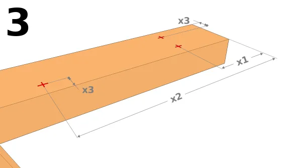 Markieren Sie die Befestigungslöcher an beiden Enden.