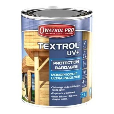 TEXTROL UV+ : Schutz für Lärche, Douglasie, usw. - UV-Barriere - farblos - auf Wasserbasis - Réf. 1100